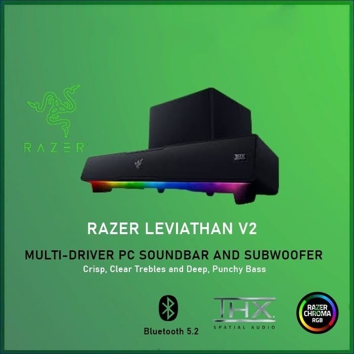 Razer Leviathan V2 - PC Gaming Soundbar with Subwoofer RGB