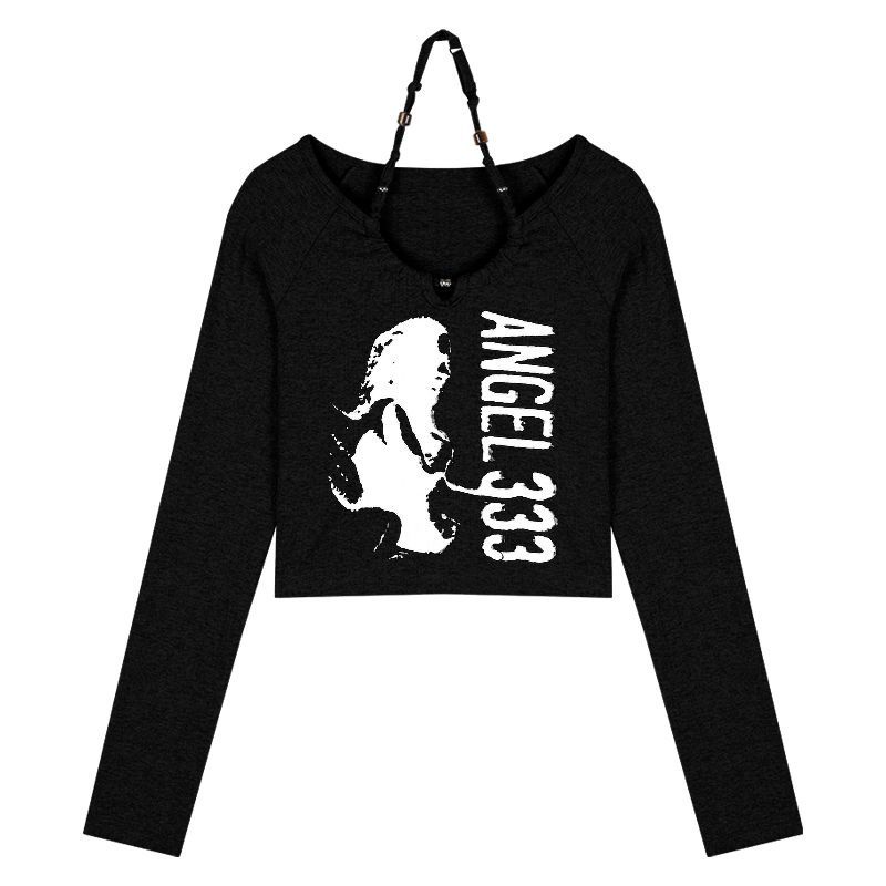 Red Sweet hot girl short top women s new early autumn design sense niche American unique slim long-sleeve t-shirt ins