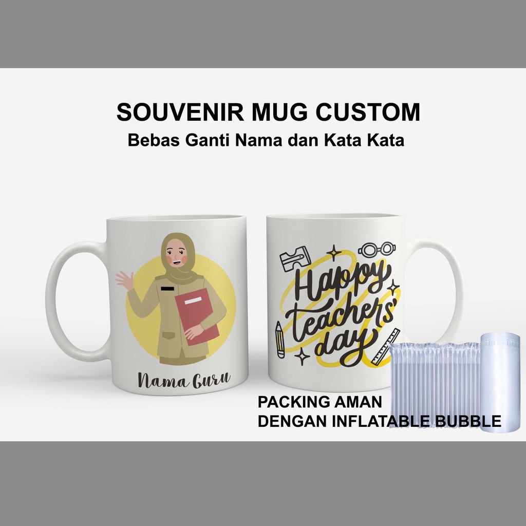 Jual Aksha Mug Custom Tema Hari Guru Bahan Keramik Ukuran 11oz