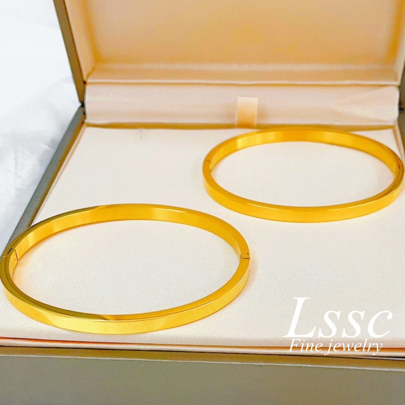Gelang Titanium Wanita Anti Karat Emas 18K Elegan Sederhana Fashion Korea Aksesoris Perhiasan