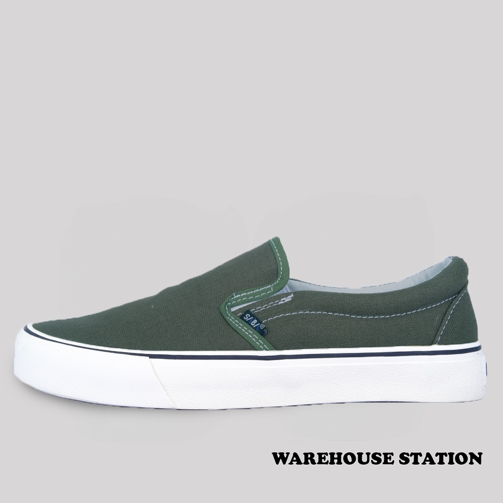 SABA Vintage Slip On Olive  - Sepatu Sneakers Casual Pria Wanita