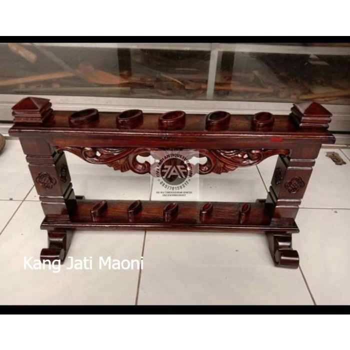 Jagrak keris  ukiran jepara isi 5 finishing BM03665 KJM