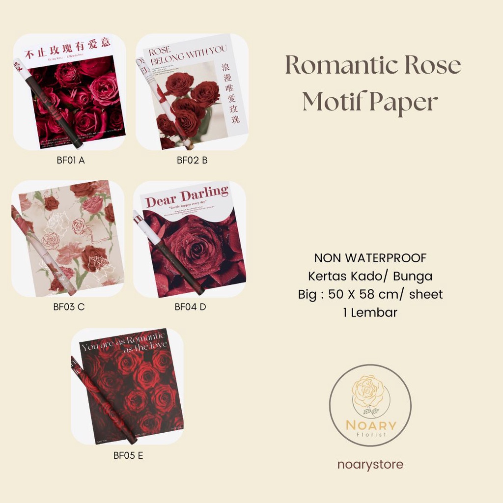 ROMANTIC ROSE MOTIF PAPER CELLOPHANE WRAPPING