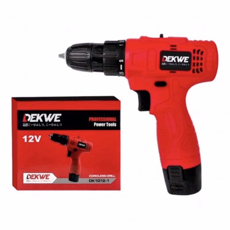 Dekwe 1012-1 mesin bor cordless drill 12v 10mm bolak balik