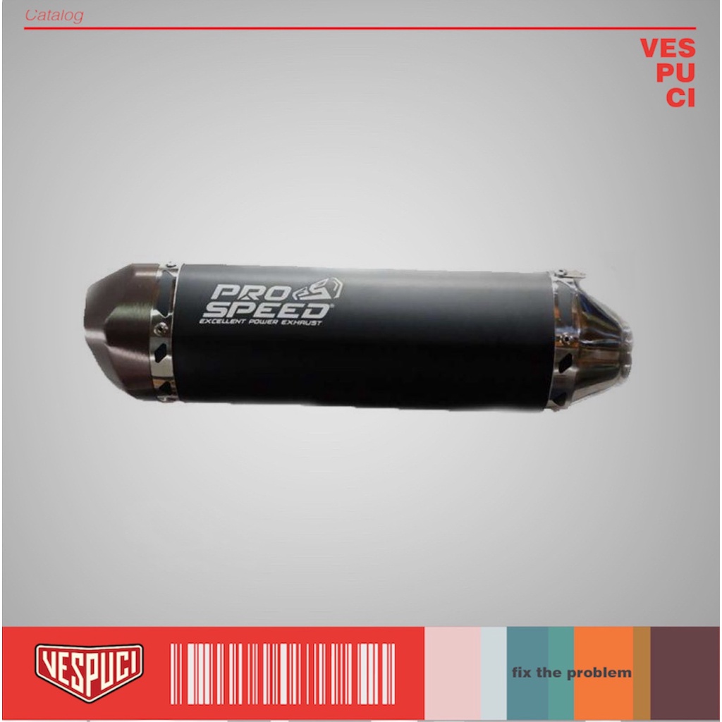 Knalpot Kenalpot Exhaust Pro Speed Black CNC Vespa Matic Matik Metik Sprint Primavera LX LXV S 3v iG