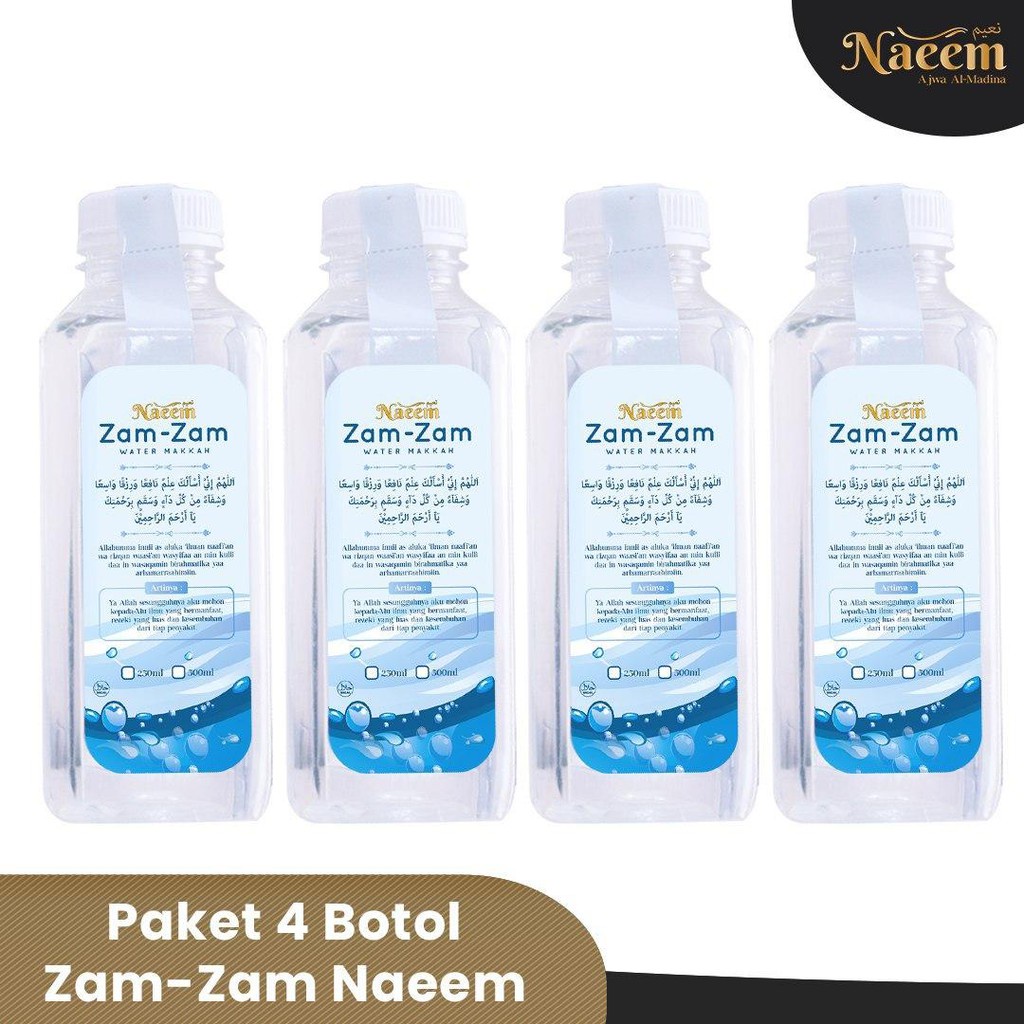 

Paket 4 Botol Air Zam-Zam Naeem (500ml +500ml +500ml + 500ml)