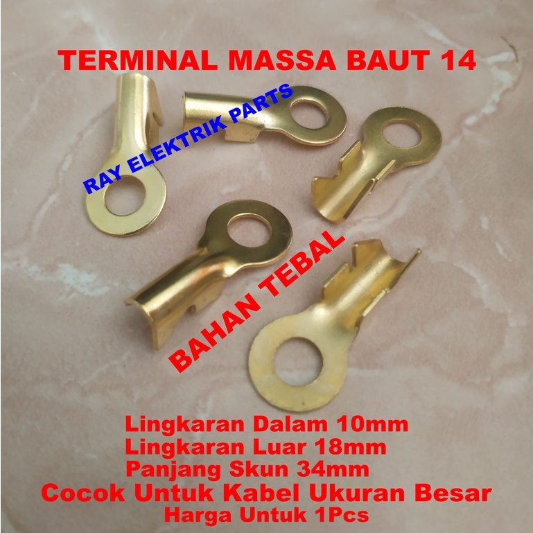Terminal Skun Massa Ring Baut 14 TEBAL / Skun Aki BESAR M10 Untuk Kabel Ukuran Besar / Skun Ring Bau