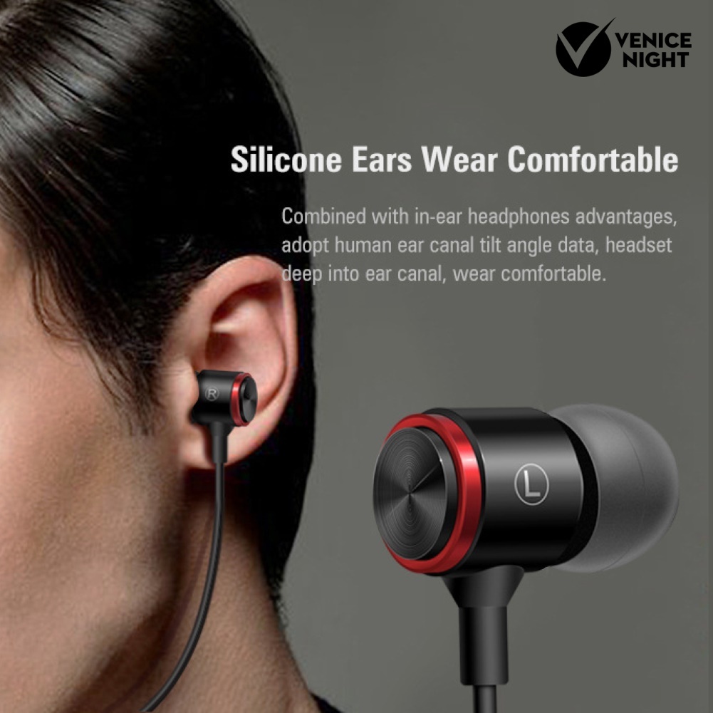 (VNEP) (Berkabel) 3.5mm Stereo Deep Bass Earphone In-ear Music Headset dengan Line Control Mic