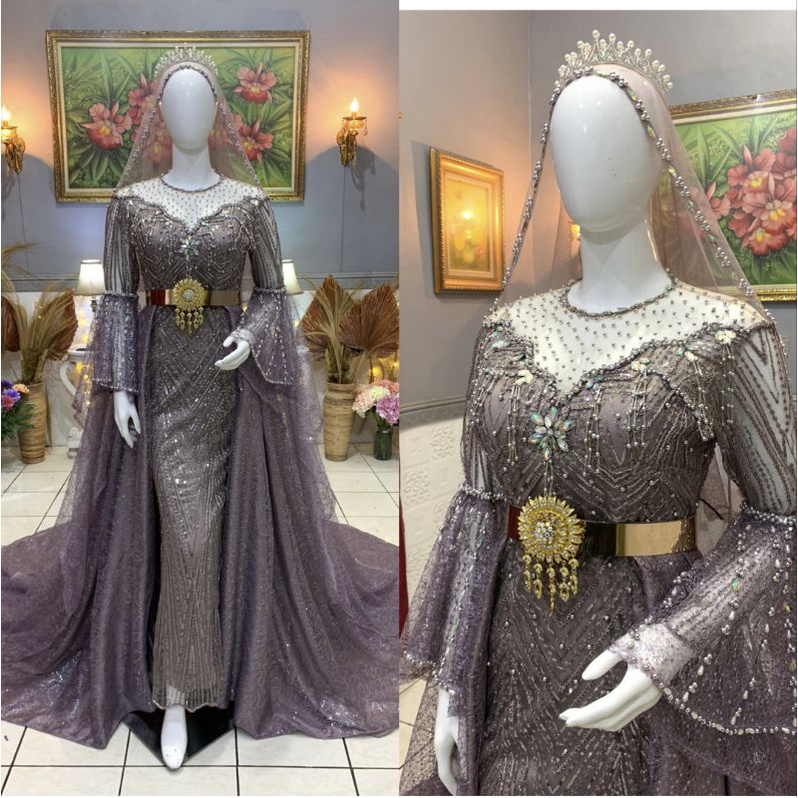 GAUN PENGANTIN SLIM BEREKOR FULL PAYET//BAJU PENGANTIN MEWAH BEREKOR