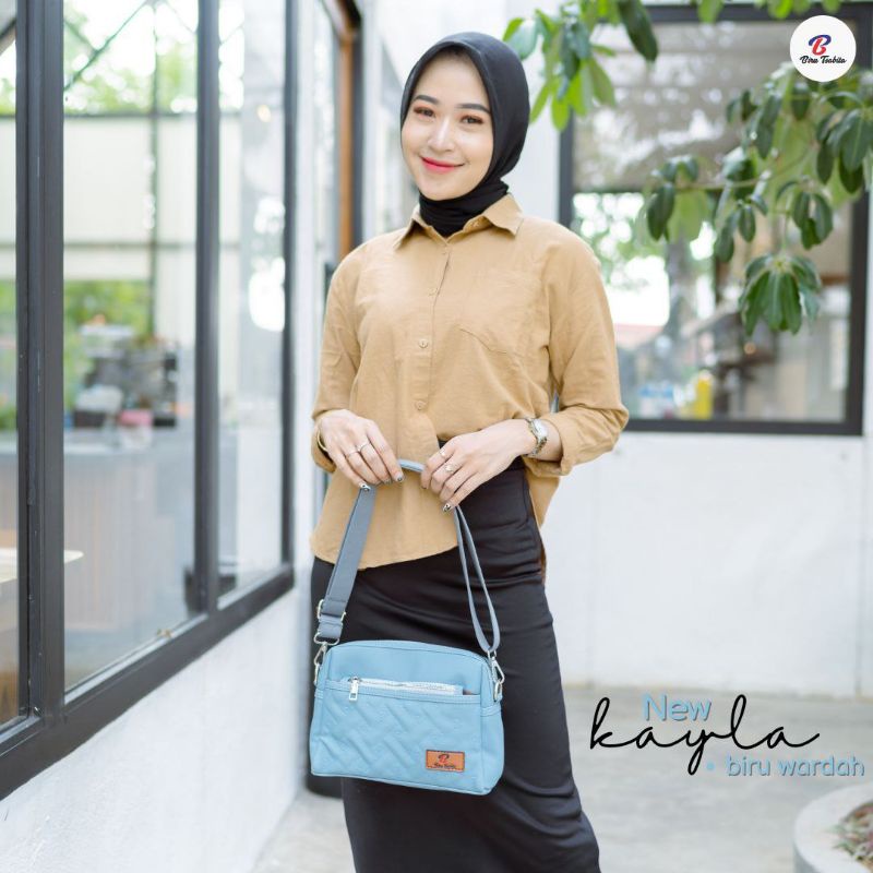 Biru Tsabita Kayla Bordir Tas 3 Ruang Resleting