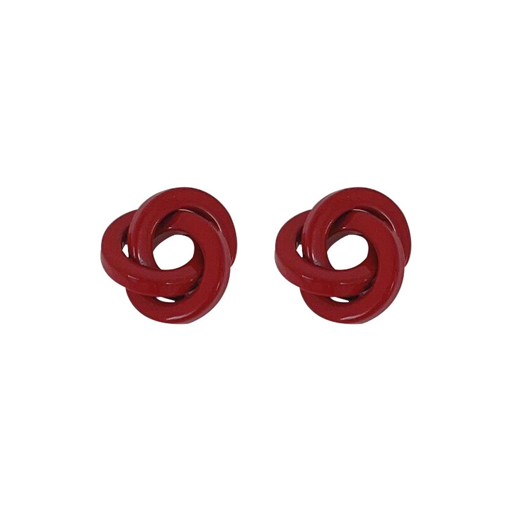 Anting Stud Enamel Bentuk Geometris Warna Merah Gaya China Untuk Wanita