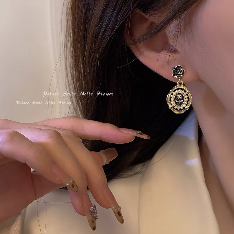 3pcs Anting Stud Bahan 925 Silver Warna Hitam Gaya Korea Untuk Musim Dingin