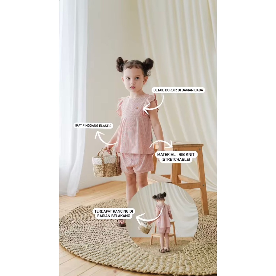 Mooi Rumi Ruffle Set 0-2 Tahun Setelan Rib Ruffle Fashion Anak Perempuan CBKS