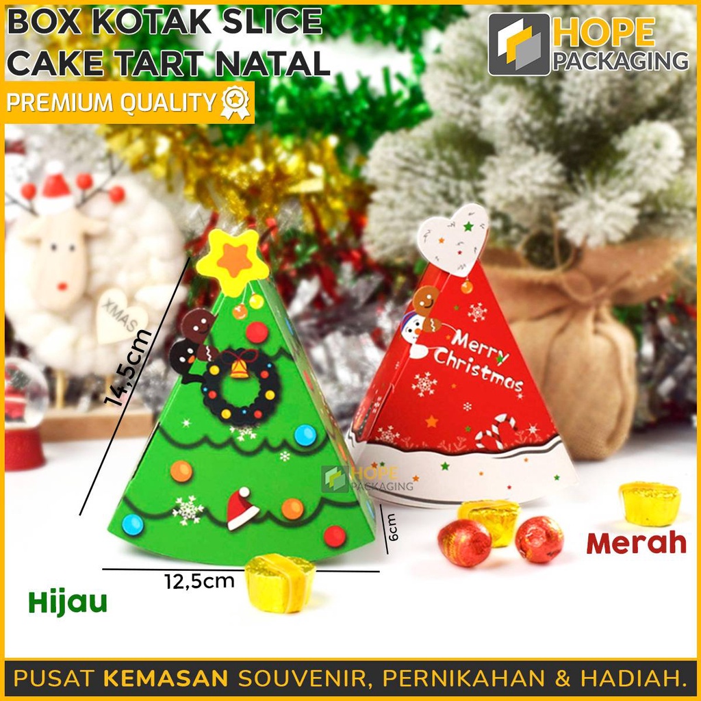 [ isi 5 pcs ] Bentuk Segitiga Size : 14.5x12.5x6cm Kotak Hampers Christmas / Box Natal / kotak tema Natal