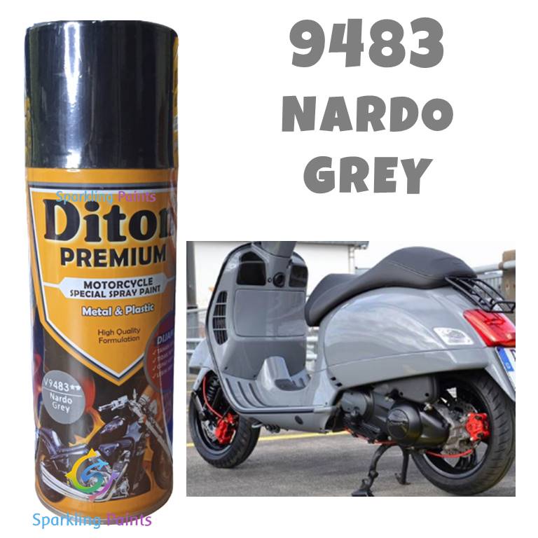 Pilox Diton Premium Vespa Nardo Grey 9483 400ml Warna Abu Abu Muda Kilap Pespa pilok pylox pylok 9483**