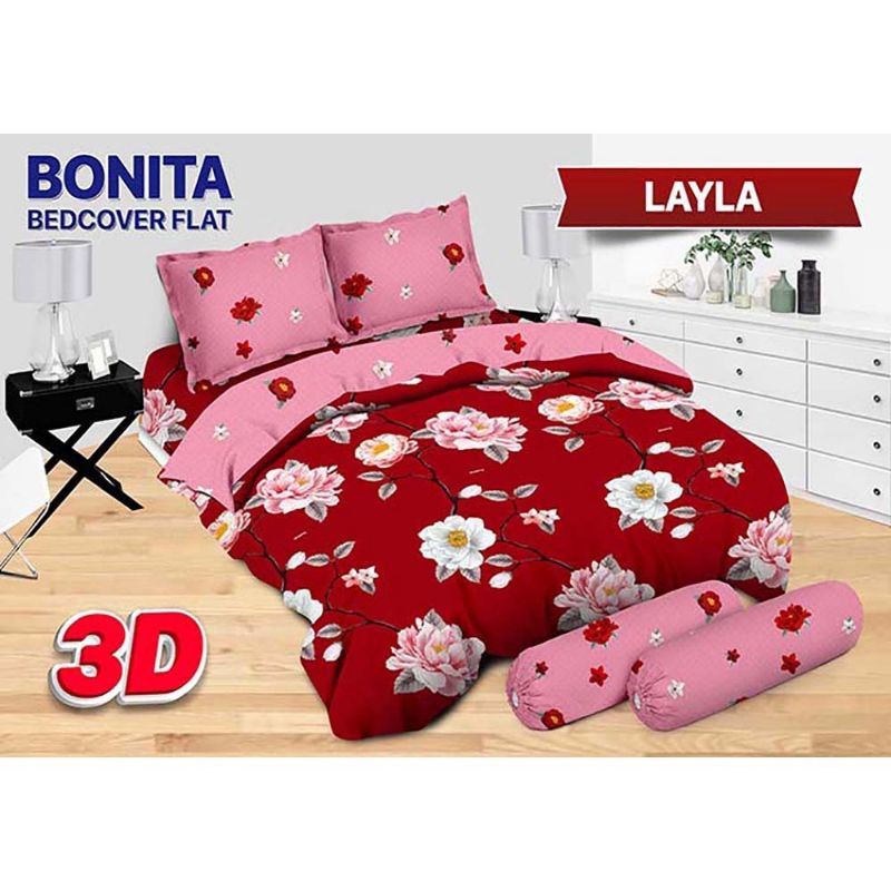 Bedcover 1 set sprei 180x200 merek bonita motif layla