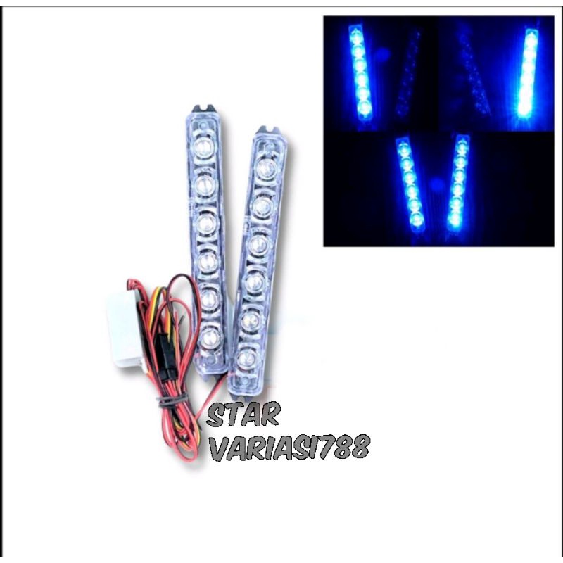 Lampu LED BESTR BRIGHTNESS LED Opposite flash light kedip Blitz led 2 mode 4 5 6 mata blue universal motor