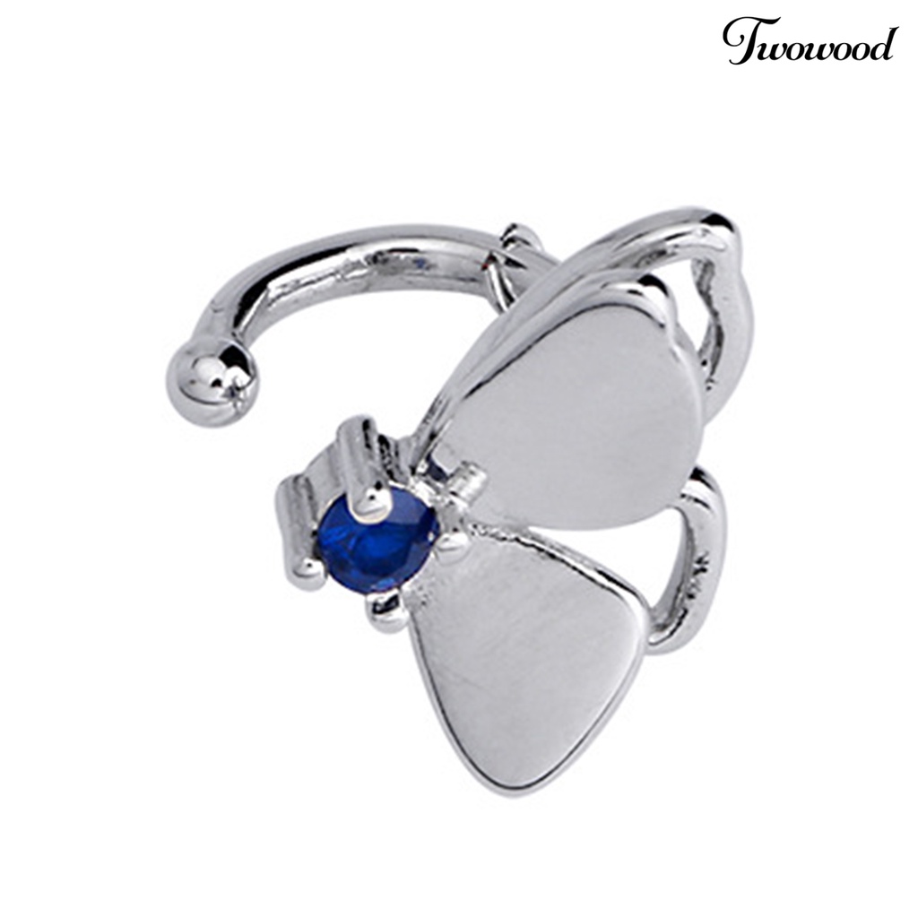 1 Pc Anting Ear Cuff Cubic Zirconia Bentuk Kupu-Kupu Warna Biru Untuk Wanita Butterfly