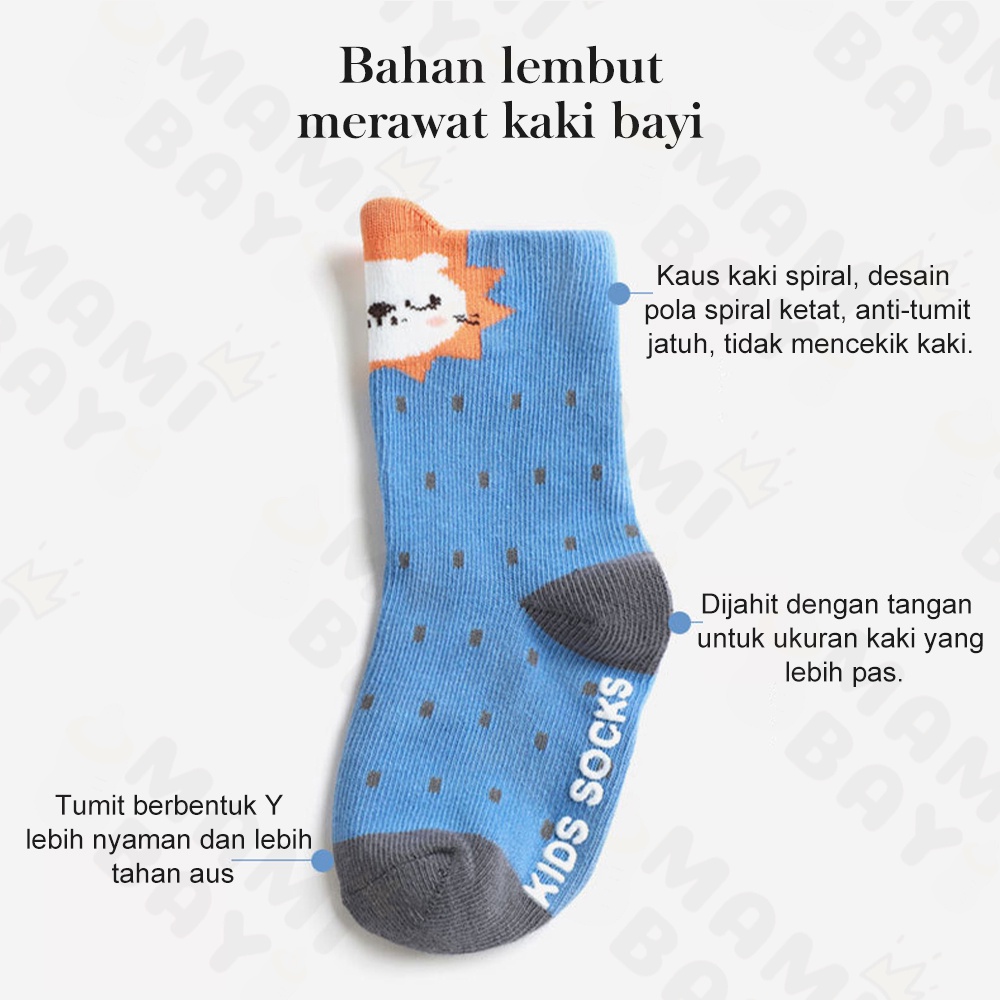 OKEYI Kaos kaki panjang bayi 0-3 tahun Kaus kaki bayi anti slip motif hewan Baby Socks