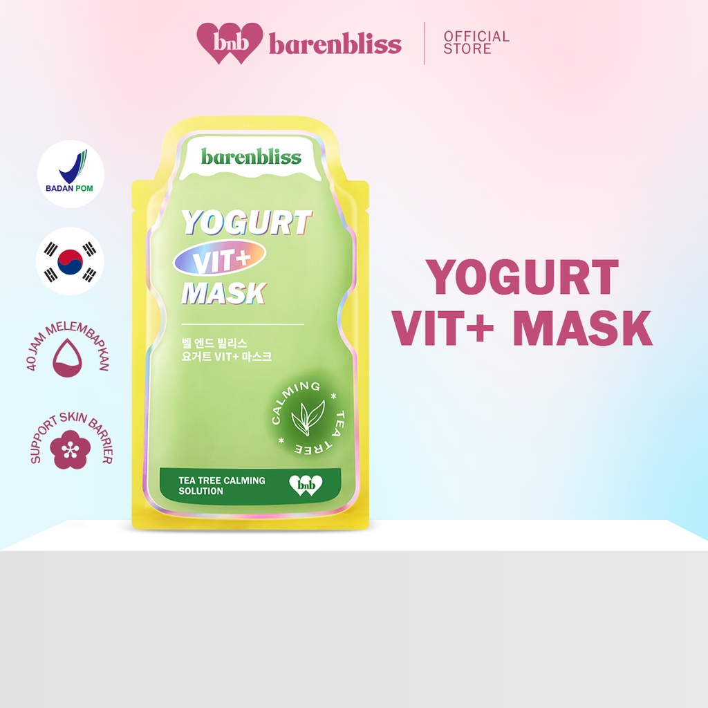 YOU BNB barenbliss Yogurt Vit+ Mask - Calming Sheet Mask Korea Essence Serum Masker Wajah Skincare 25ml