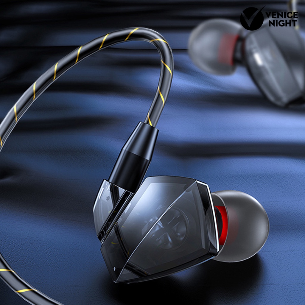 (VNEP) (Berkabel) In-ear Subwoofer Noise Reduction Sports Headset dengan Mic Hifi Music Earplug