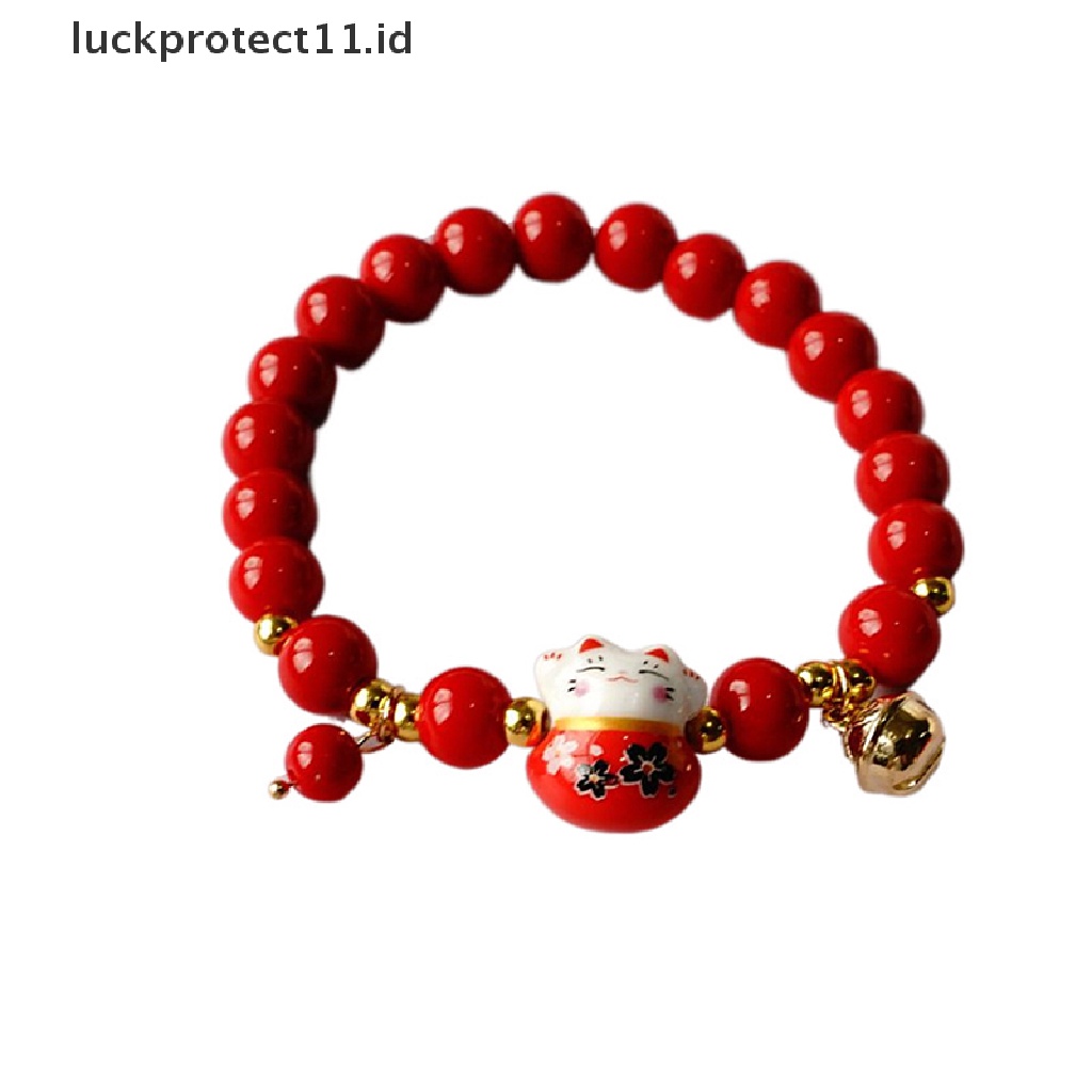 Gelang Tali Tenun Tangan Manik-Manik Keramik Warna Merah