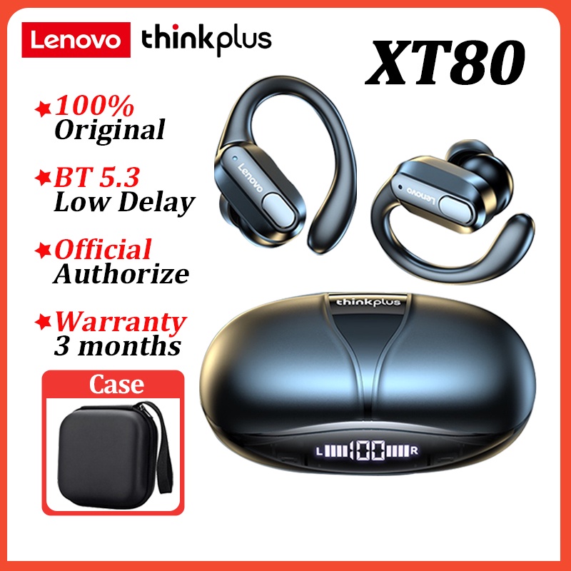 【ready stok】Thinkplus Lenovo XT80 True Wireless Bluetooth Earphone HiFi Stereo Sport Headset With Mic Earbuds