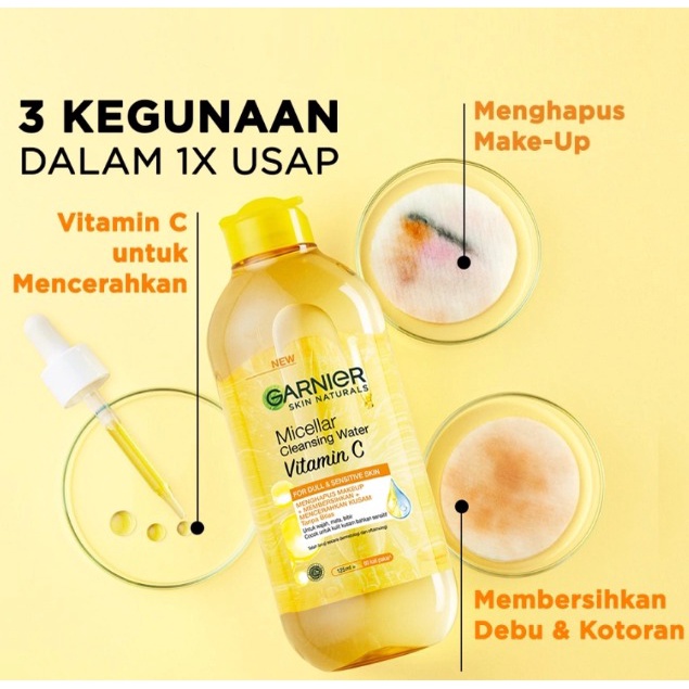 GARNIER MICELLAR WATER VITAMIN C 400ML(untuk kulit bersih dan cerah)