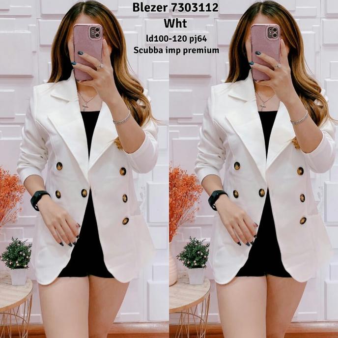 Baju Blazer Putih Wanita Atasan Scuba Import Premium 7303112 Storaadina