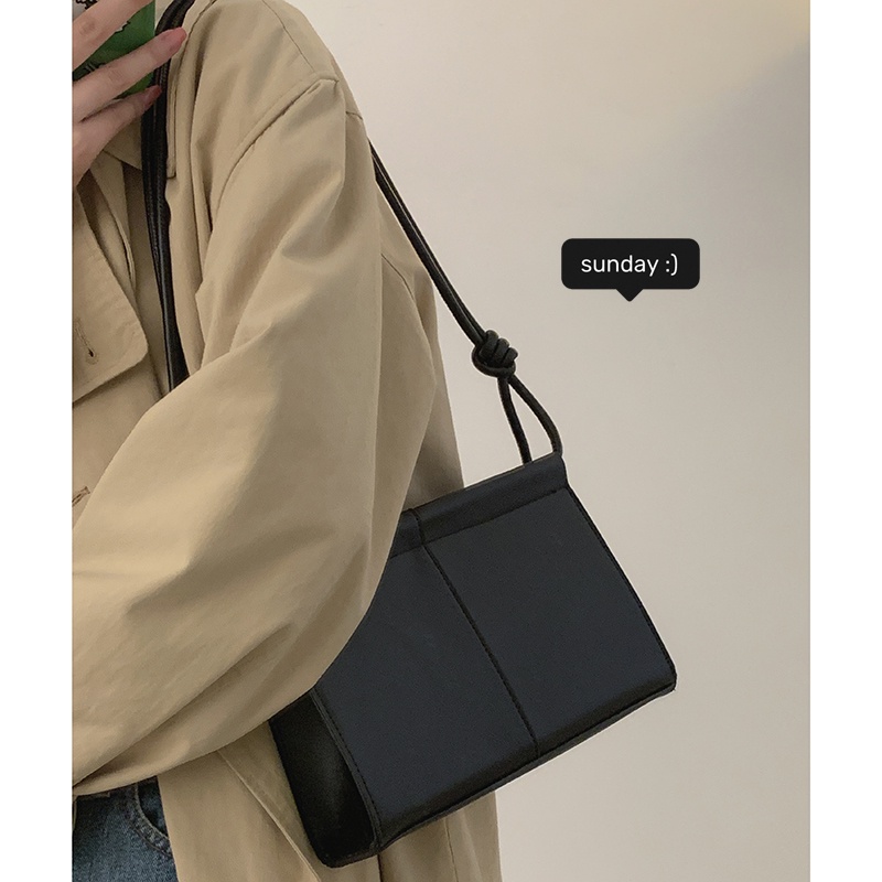 Suhao all-match ins messenger bag female 2022 fashion trendy baru retro small square bag niche texture tas amplop bahu tunggal