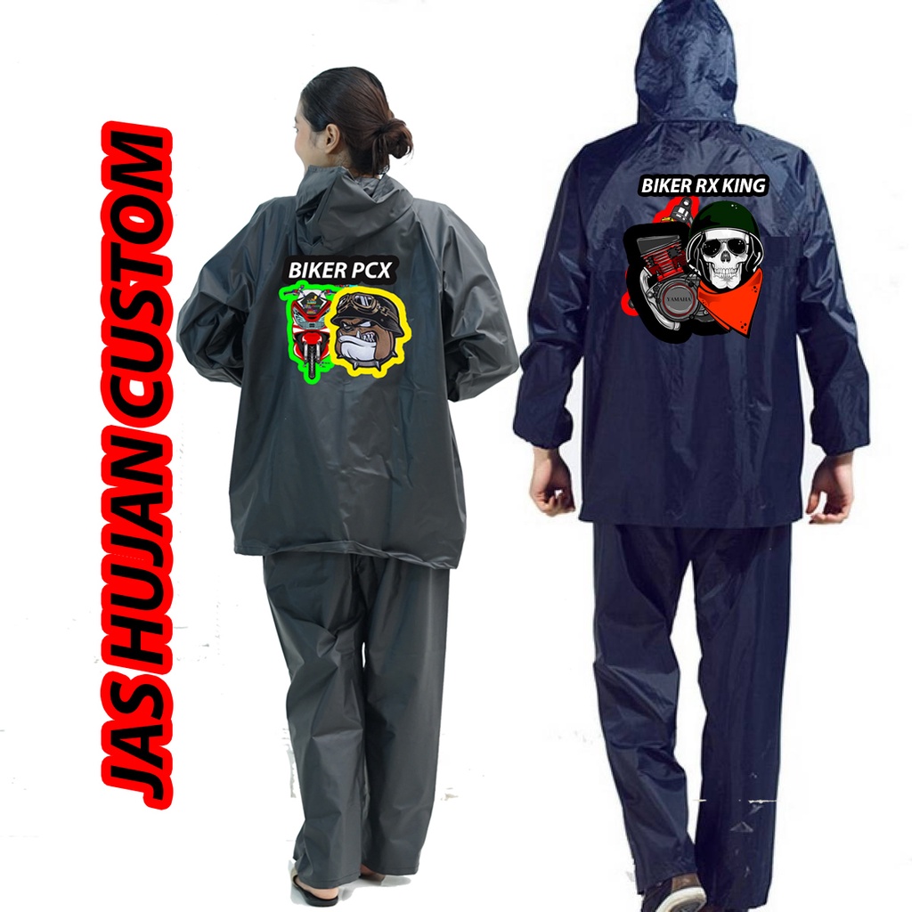 JAS HUJAN CUSTOM SABLON GAMBAR &amp; KATA KATA JAS HUJAN RAINCOAT PRIA WANITA / JAS HUJAN TEBAL