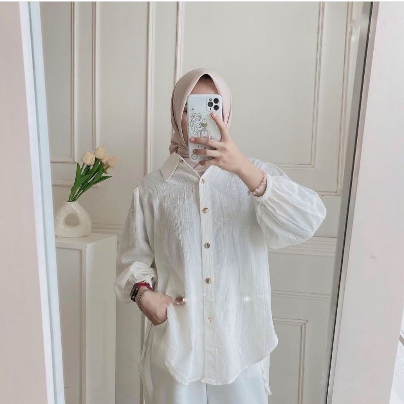 BASIC TOP / ATASAN OVERSIZE  WANITA / KEMEJA OVERSIZE CRINKLE