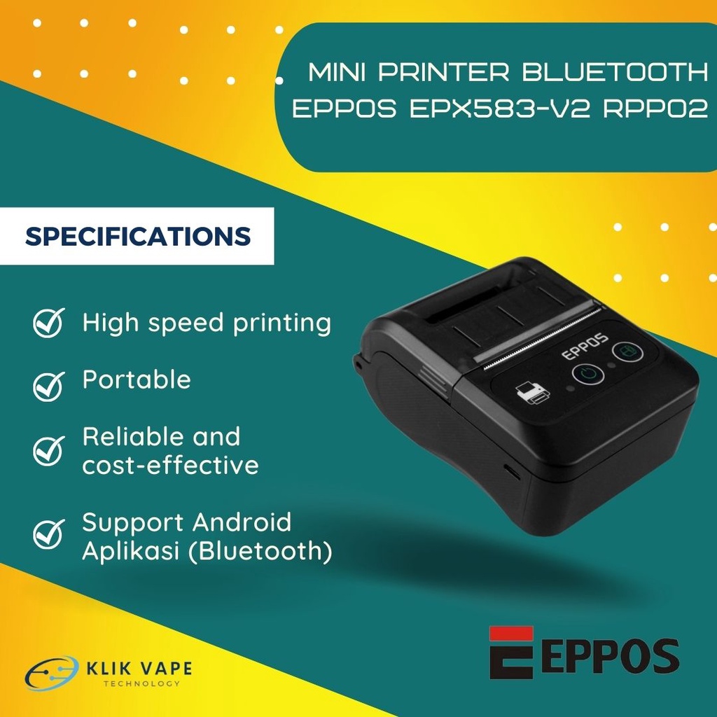 TERMURAH Printer Resi Bluetooth 58mm Thermal EPPOS EPX583 V2 RPP02 KLIKVAPE BISA GOSEND / INSTANT