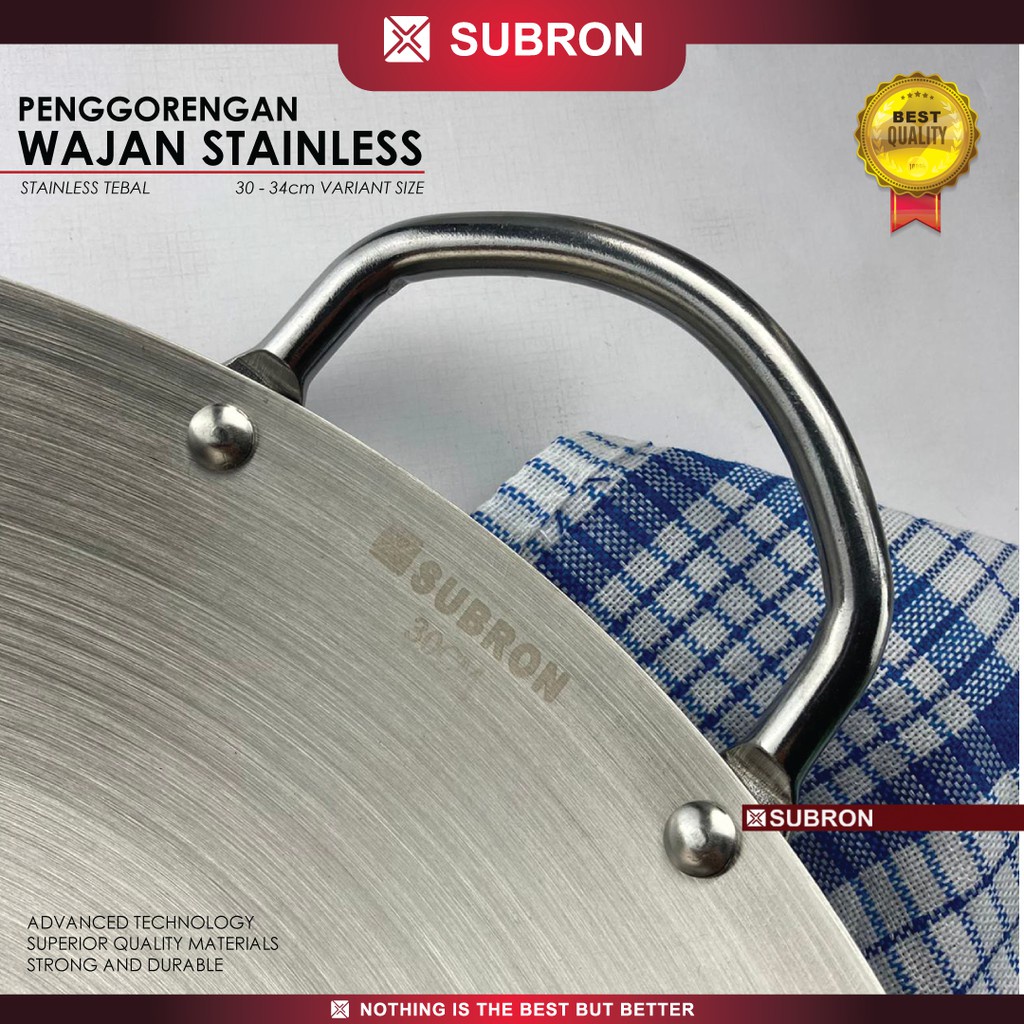 Wajan Penggorengan Stainless Steel Tebal 30cm 32cm - SUBRON