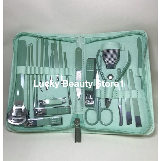 22 pcs Set Gunting Kuku Stainless Steel Kit Alat Kecantikan Manicure Pedicure Kutikula Telinga Bersih kredo bulu hidung