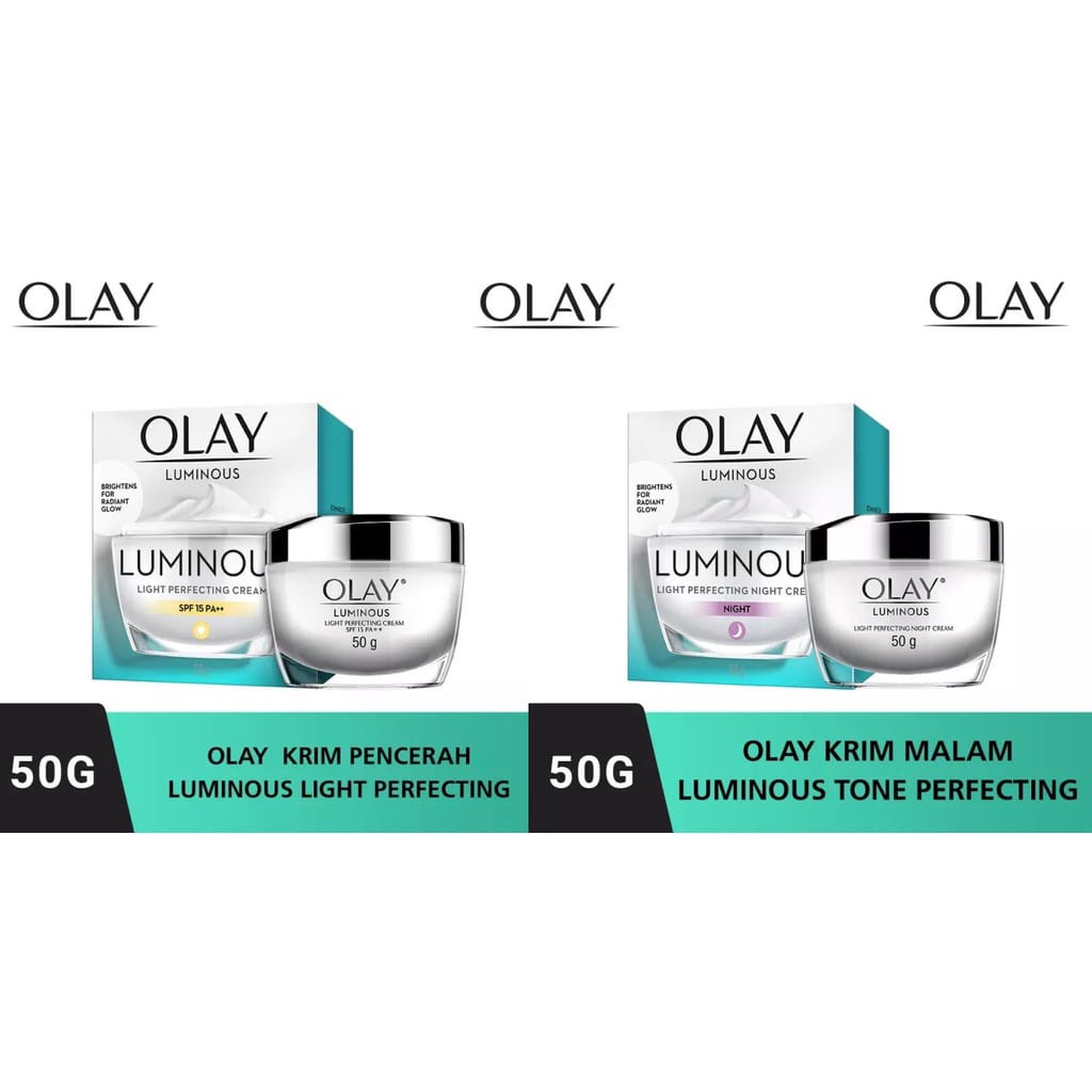 Paket Hemat OLAY White Radiance Pencerah Luminous Day SPF 15 50gr + Krim Malam 50gr