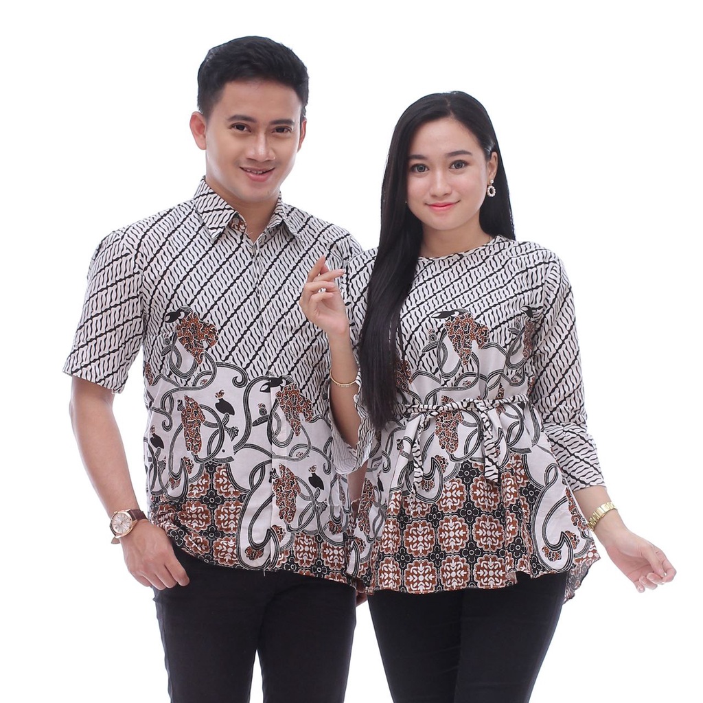 NUKU BATIK - Baju Couple Atasan Batik Pria Wanita Morena Coklat