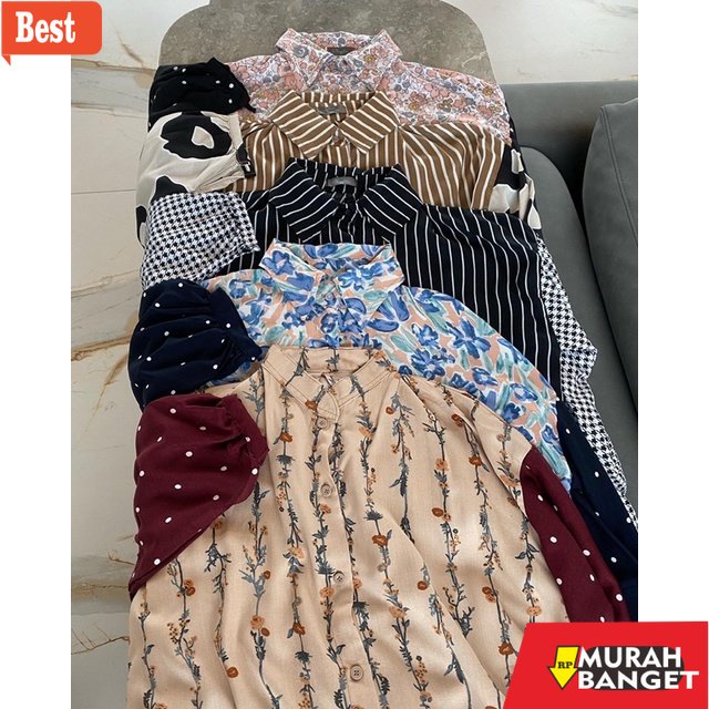 atasan wanita terbaru 2022 KEMEJA RAYON MIX MOTIF / KEMEJA BLOUSE TOP TUNIK KATUN MIX RAYON PREMIUM 
