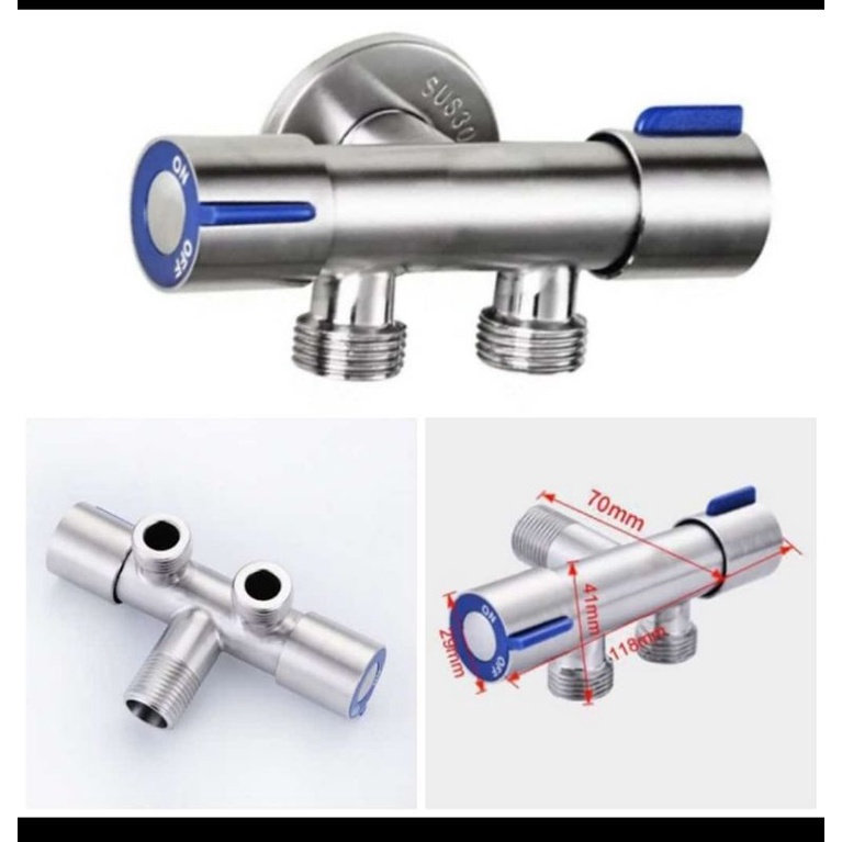 Stop kran cabang 2 putaran stainless