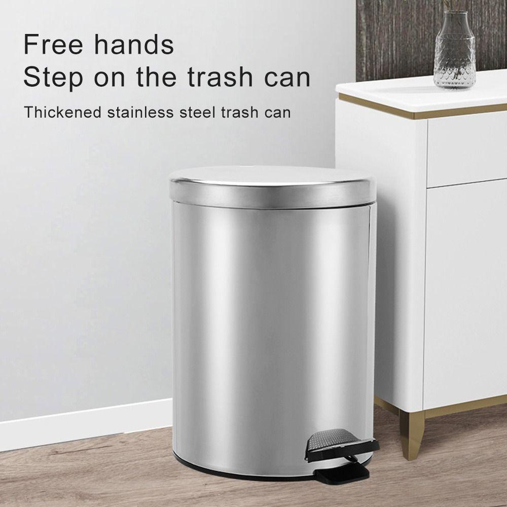 Solighter Rubbish Bin Plastic Inne Dapur Stainless Steel Double Layer Dengan Penutup Tempat Sampah