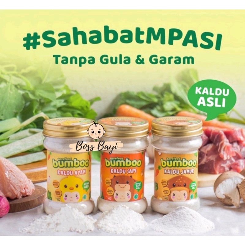 BUMBOO - Kaldu Bubuk Bahan Alami Tanpa MSG, Gula, Garam, 100% Asli Ayam/Jamur/Sapi/Ati Ayam/Teri cocok untuk MPASI