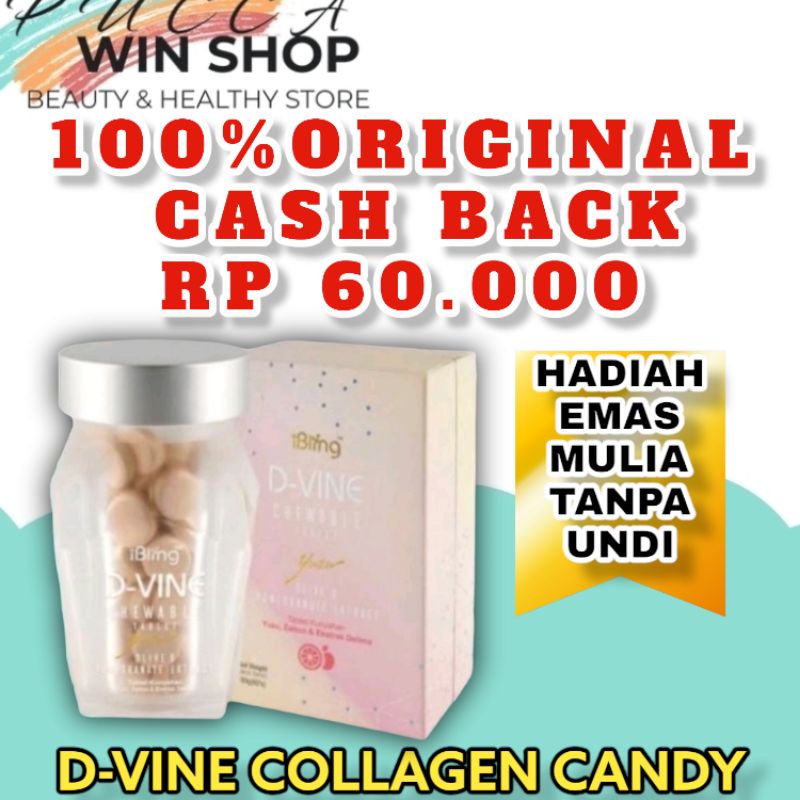 ORIGINAL 100% D VINE DVINE D-VINE COLLAGEN CANDY isi 60 pcs