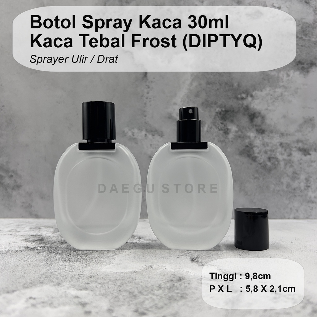 Botol Parfum 30ml Spray Kaca Tebal Frost Oval Refill Isi Ulang Travel