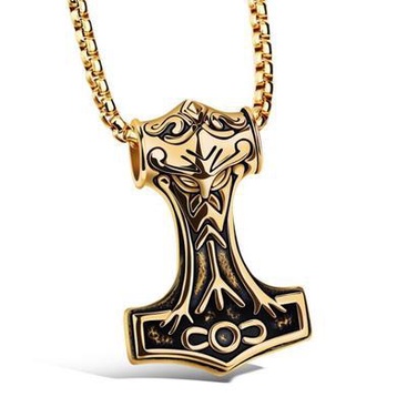 2022 Kalung Rantai Titanium Dengan Liontin Palu Thor Untuk Pria