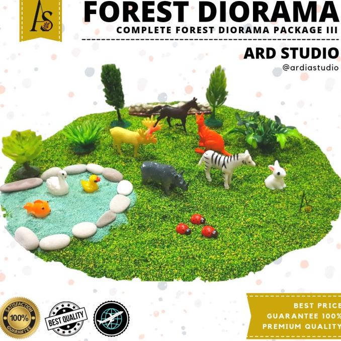 diorama kebun binatang maket miniatur paket lengkap 3