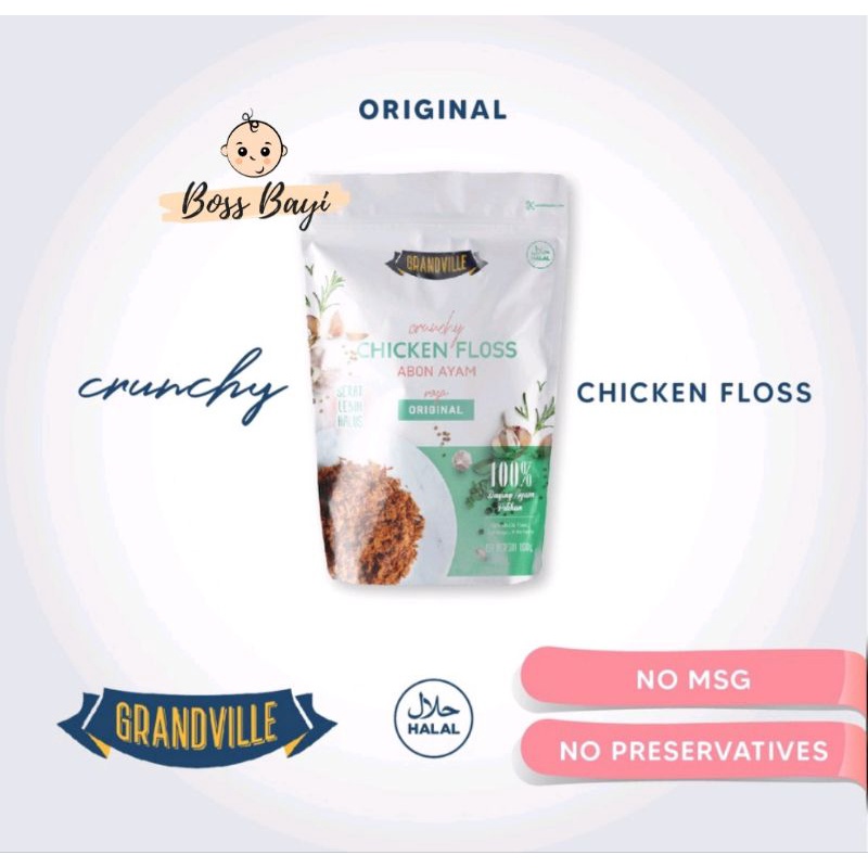 GRANDVILLE Abon Sapi / Ayam / Ikan Original - Abon Crunchy Mpasi Bayi Anak No MSG No Pengawet Halal 100gr