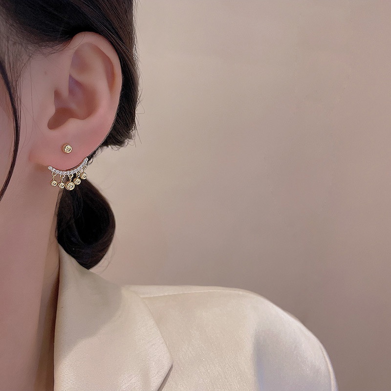 Anting Tusuk Gantung Bahan Sterling Silver 925 Desain Kacangrumbai Gaya Mewah Untuk Wanita