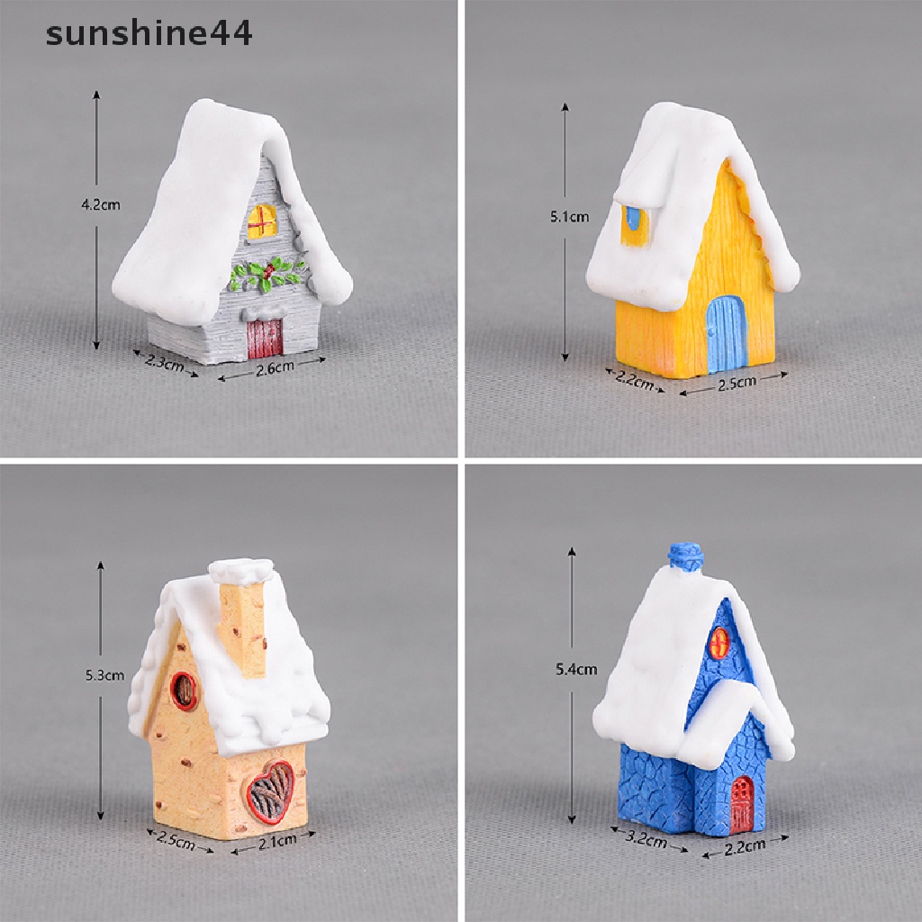 Sunshine Miniatur Rumah Salju Natal Bahan Resin Untuk Dekorasi Taman