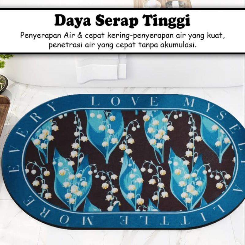 Medan Termurah Motif warna random/ Keset kaki lantai cantik oval import keset toilet