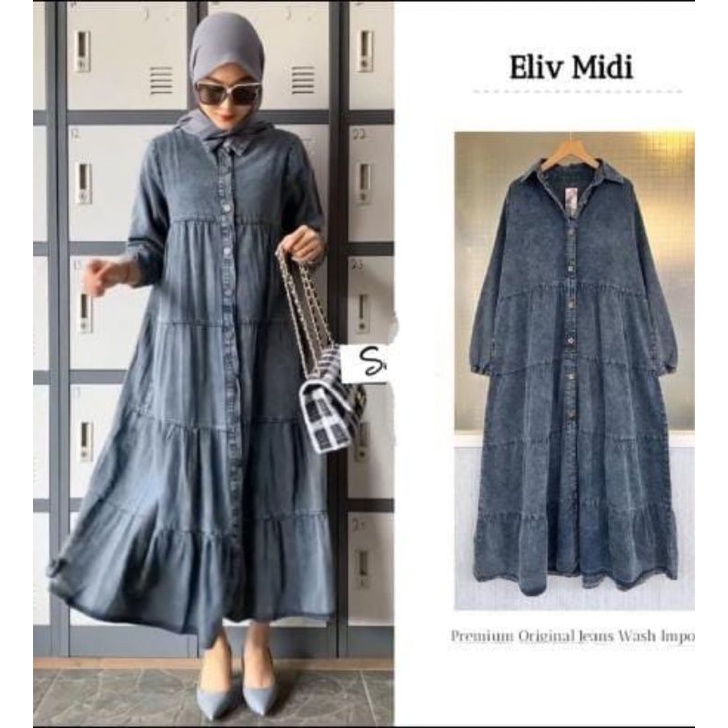 Eliv Midi Dress Ld 106 Pb 115 Jeans GAMIS JEANS TERBARU  TERKEKINIAN DAN TER BEST SELLER